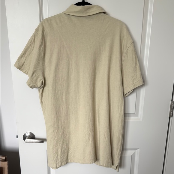 Alfani Tan Casual Button Down Shirt Classic Short Sleeve - Picture 4 of 5